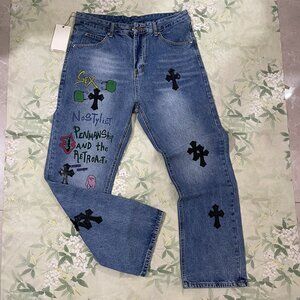 Chrome Hearts Graffiti Red Lips Jeans